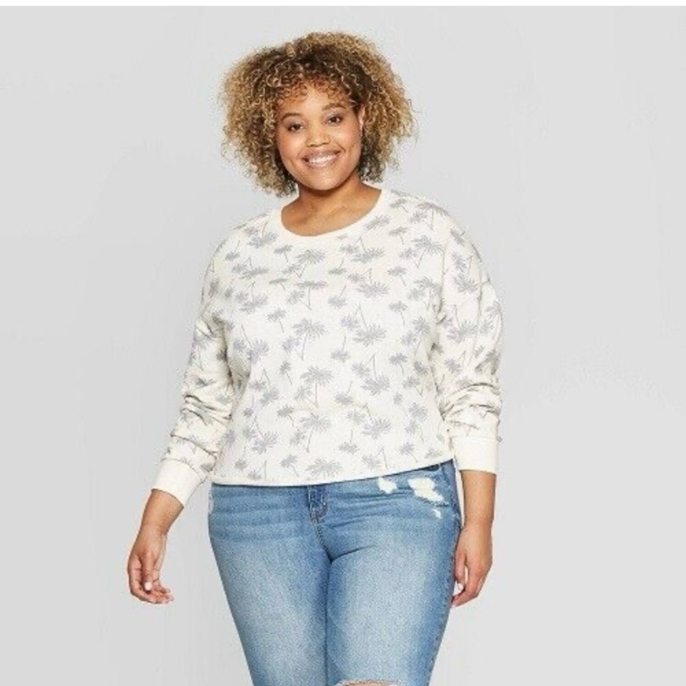 Zoe + Liv Tropical Palms Cropped Sweatshirt
